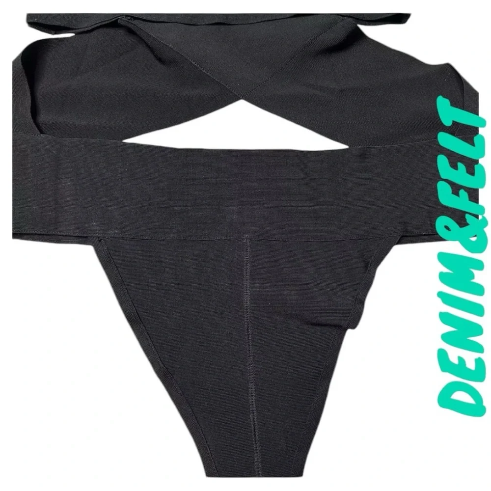 SKIMS Women's Knit Beachwear Bandage Monokini One Piece | Color: Onyx | NEW/NWT!